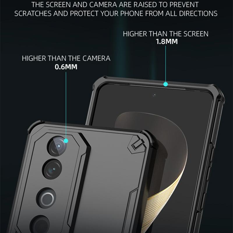 KEYSION Shockproof Armor Case for VIVO V40 Pro 5G Soft Silicone+PC Upright Metal Ring Stand Phone Cover for VIVO V40 5G V40 Pro