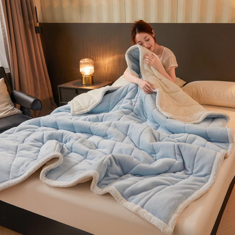 Ultra-Soft Three-Layer Quilted Baby Fleece Blanket for Autumn/Winter