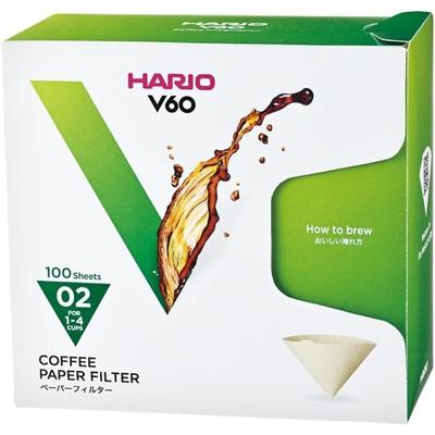 HARIO V60 Coffee Paper Filters, Brown, 1-4 Cups, Made In Japan, Coffee Maker Compatible, Model VCF-02-100MK