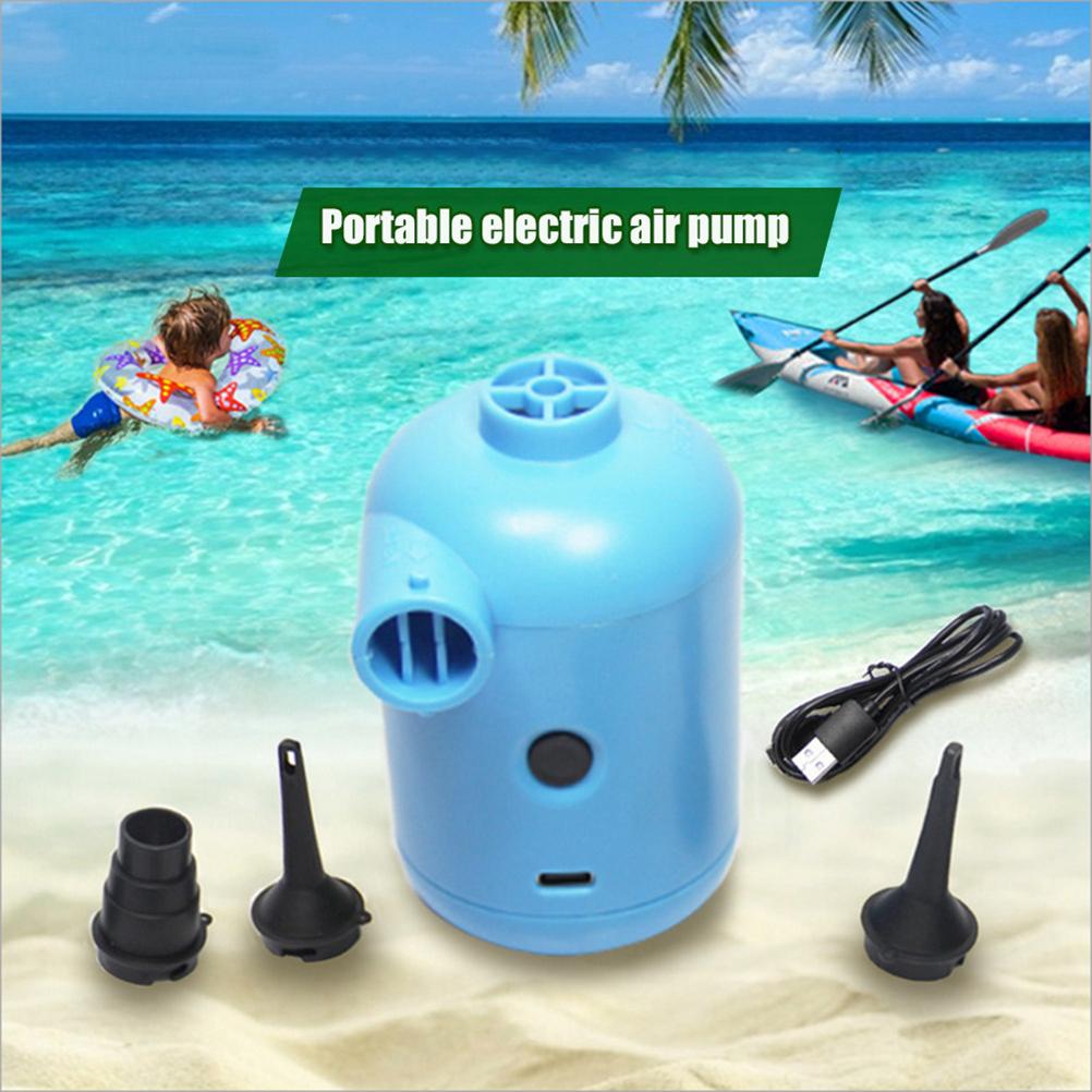 Bärbar Elektrisk Luftpump DC5V USB-kontakt Paddel Gummibåt Säng Soffa Flytande Rad Uppblåsbar Pump med 3 Munstycken