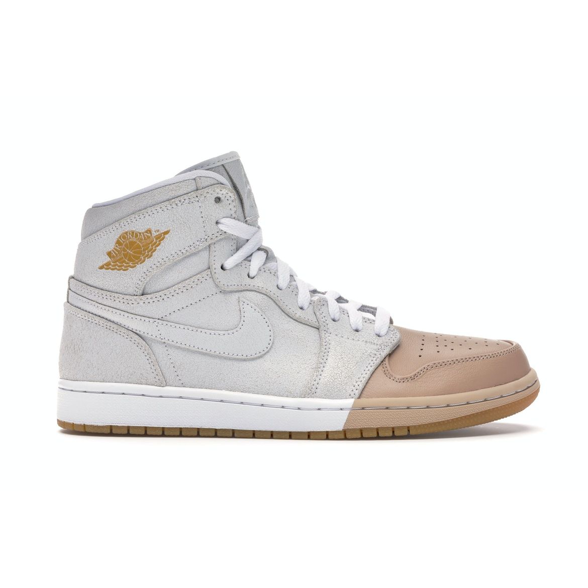 

Air Jordan 1 Retro High Premium Dipped Toe — белые женские кроссовки металлик-золотой AH7389-107
