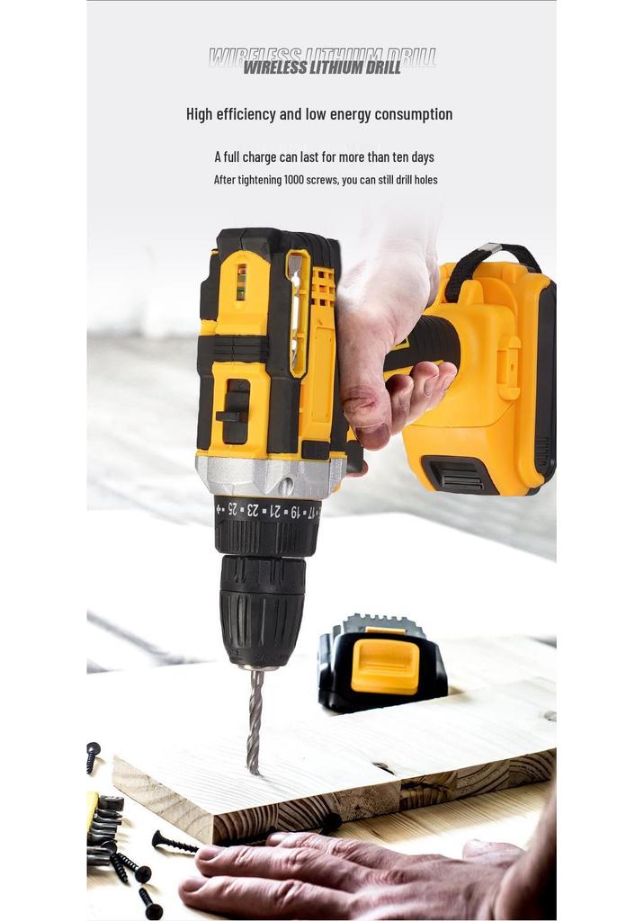 Multifunctional Rechargeable Hand Drill with Lithium Battery: High Torque, Impact Drill, Electric Screwdriver for Home Use