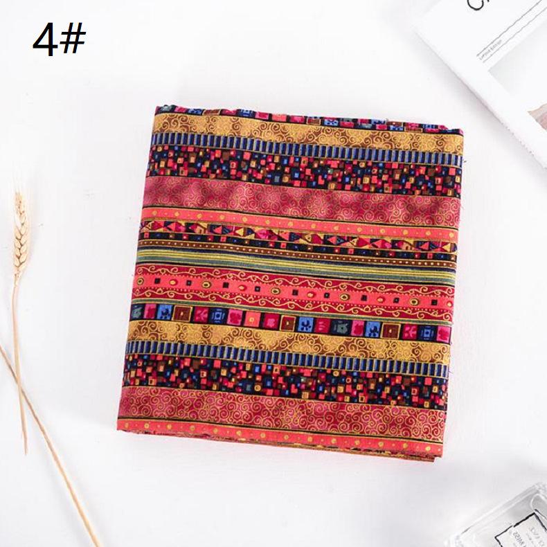 Ethnic Multi-Color Printed Cotton-Linen Fabric Set for DIY Patchwork & Tablecloths