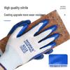 Weiße und blaue Nitrilhandschuhe - Ölbeständig, rutschfest, verdicktes Nylonlatex für die Bauindustrie