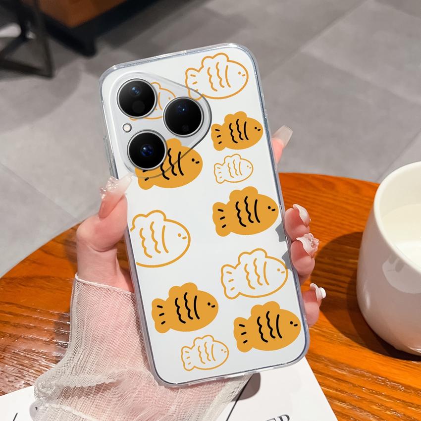 For Huawei Pura 80 70 Pro Plus Ultra Honor X6C 8C Phone Bags Cute Big Eyed Black Cat Patterns Luxury Transparent Lens Protection Case For Huawei Shell
