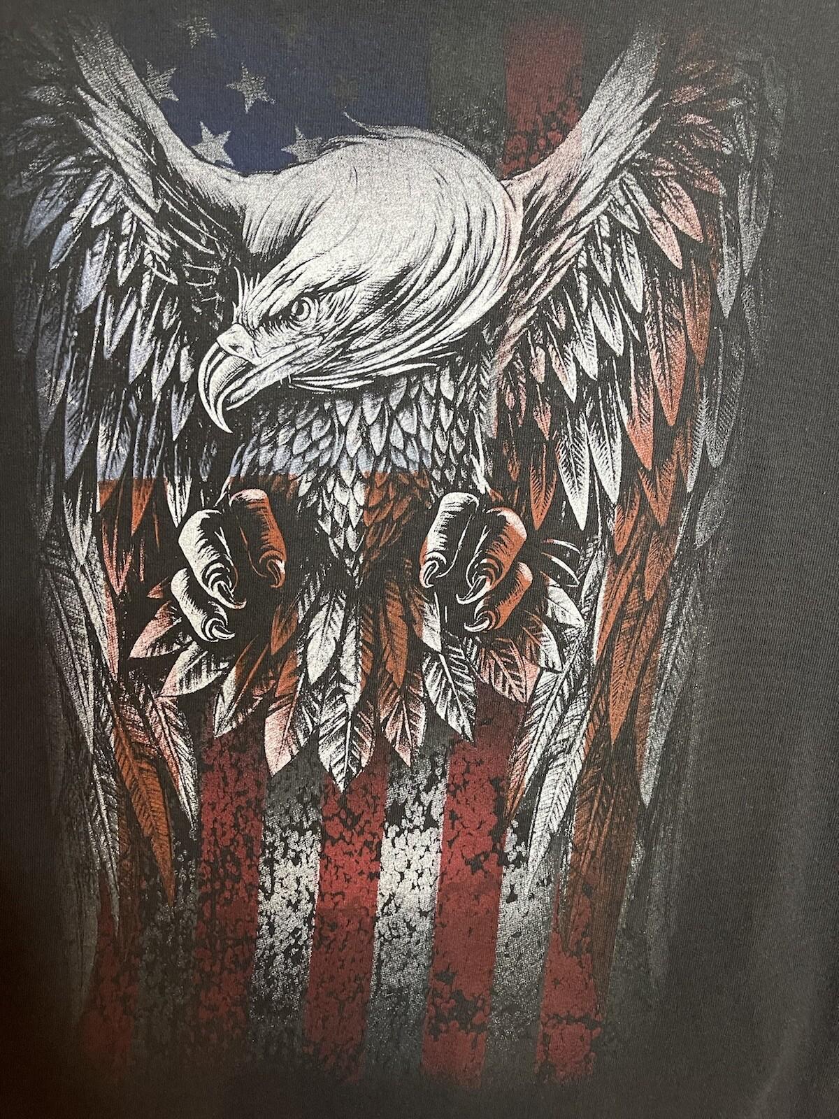 Vintage American Flag Eagle T-Shirt Adult Size Medium Black Memorial Day Unisex T-Shirt S