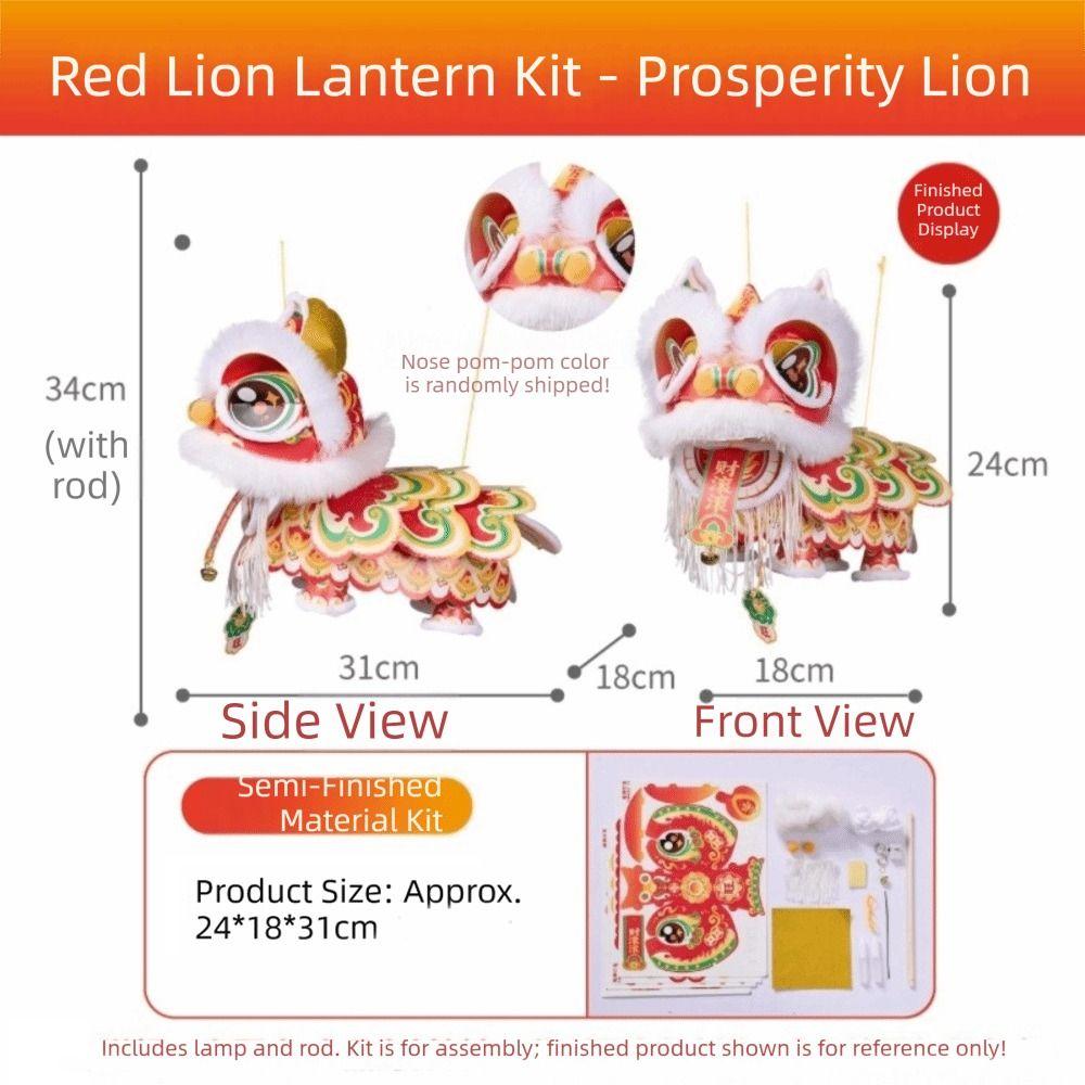 Wodoodporny Noworoczny Lampion Lwa Tanecznego Zestaw Materiałów DIY Ręcznie Robiony Lampion Chiński Nowy Rok