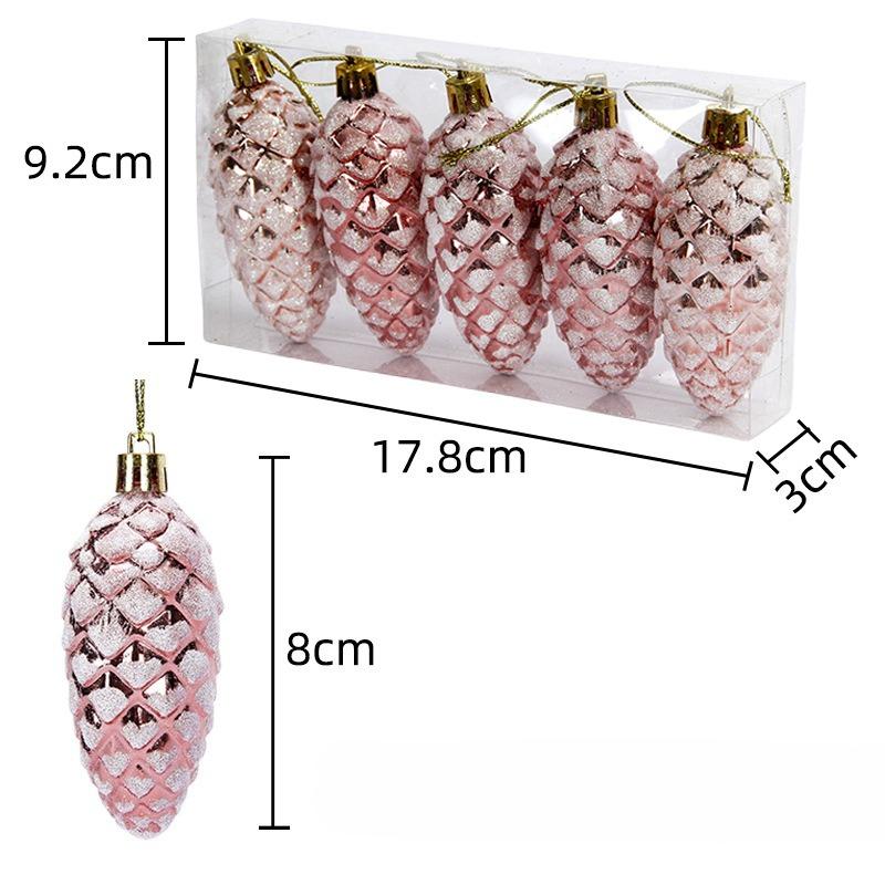 

5 шт. Пластиковые раскрашенные украшения в виде сосновых шишек, подвесные украшения для рождественской елки, домашней вечеринки, украшения в виде сосновых шишек с веревочкой 5pcs