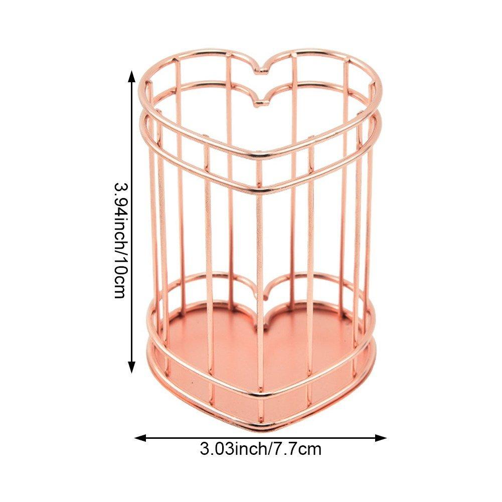 Heart Pen Holder, Openwork Desktop Organizer for Writing Utensils or Makeup Brushes, Office Desk Decor