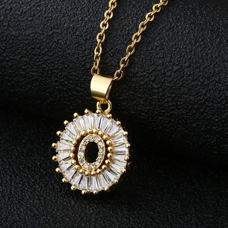 Xiyin Multicolor Zircon Copper Clavicle Chain Necklace with 26 Initial Pendants for Women
