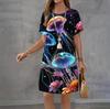Fashion 3D Print Summer Dress Loose Casual Short Sleeve O-Neck Mini Dress