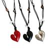 Irregular Love Heart Flower Beaded Pendant Necklace Adjustable Length Neckchain For Women Enamel Craft Jewelry