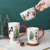 Nordic Christmas Snowman Relief Ceramic Mug Creative Country-Style Christmas Decorative Ornaments Porcelain Cup Home Drinking