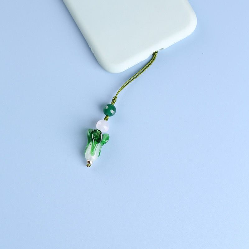 Cute Green Phone Strap Lanyard Kawaii Charms Classic Lovely Mobile Phones Accessories Beaded Handmade Key Chain Pendant