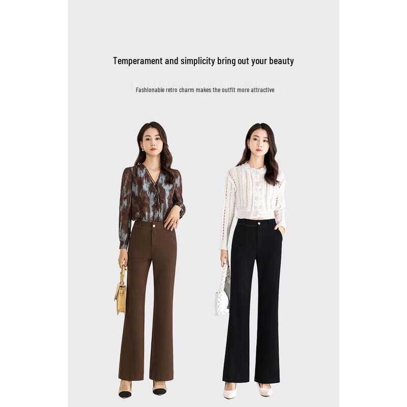 Mengshuya Women's Four-Way Stretch Slim Fit Flared Suit Pants