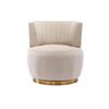 Silla Giratoria Moderna de 360 Grados, Acabado Suave de Terciopelo, Respaldo, Estructura Estable, Sillas Tipo Barril, Adecuada para Sala de Estar Dormitorio Estudio, Beige