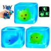 Clear Cube Toy Glow-in-the-Dark Stress Toy, Relief Squeeze Luminous Ocean Animal Sensory with Sea Inside Portable
