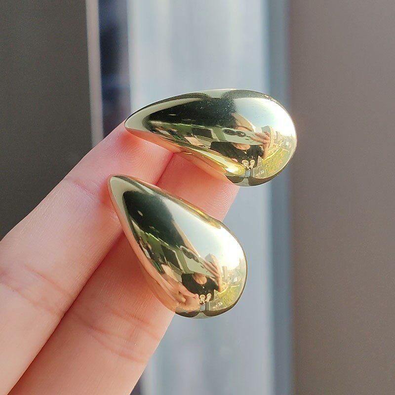 European American French Golden Water Drop Earrings Women Niche Design High-end Cold Wind Unique Temperament Jewelry Gift