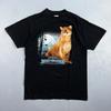 Vintage 3D Emblem Down To Earth 90er Natur Panther T-Shirt Schwarz Harley Katze