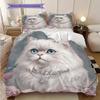 White Cat Pattern Bedding Quilt Set Quilt Cover Pillowcase Home Decoration Birthday Gift (1 * duvet cover + 2 * pillowcase, without core)