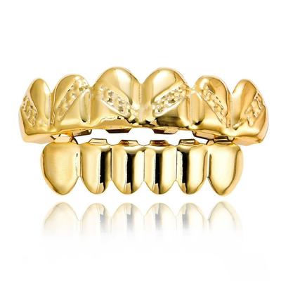 Trendy Gold Silver Hip Hop Teeth Grillz Top Bottom Mouth Metal Tooth Caps Dental Jewelry Men Women