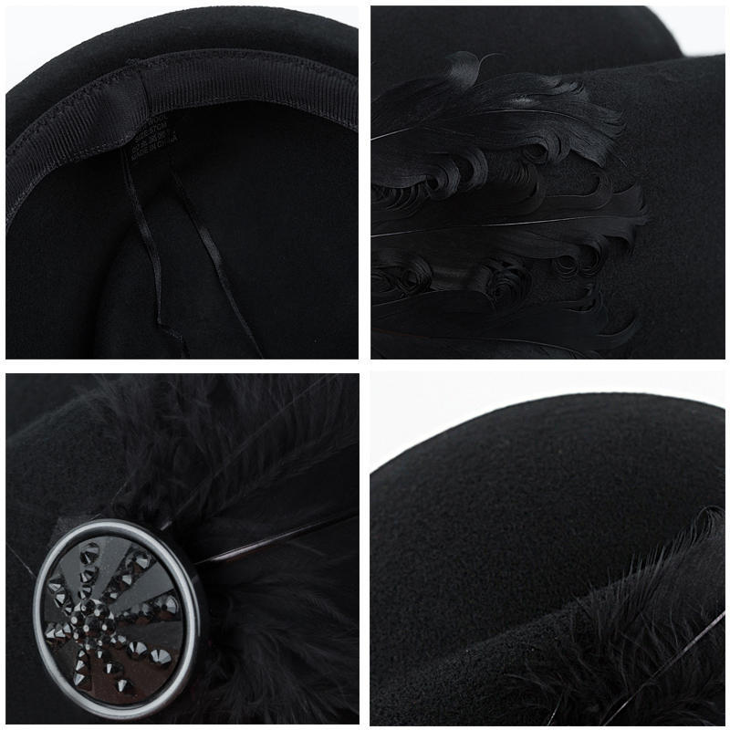 Vintage Wool Hat Women Stewardess Hat Women's Wool Jazz Hat Winter Warm Hat