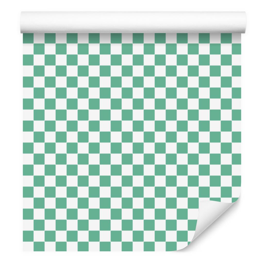 Mint and Sea Blue Checkerboard Wallpaper for Living Room and Bedroom 50x1000