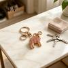 Rhinestone Goat Charm Golden Plated Keychain, Animal Shaped Zodiac Key Ring Metal Keyring Pendant, Handbags Backpack Decorative Accessories Pendant
