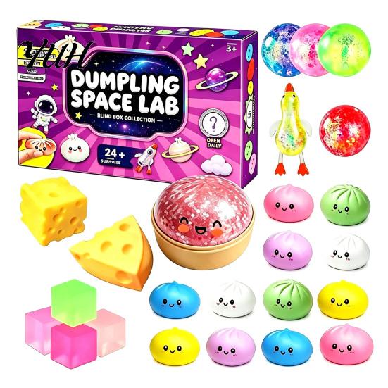 Interactive Holiday Countdown Calendar Squeeze Toys Advent Calendar, Soft Bun Sensory Fidget Toys, Christmas Stocking for Play Stuffer, Stress Relief