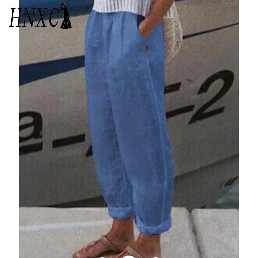 

HNXC 8 Color Women s Fashion Casual Solid Color Print High Waist Pants & Capris L темно-синього кольору