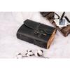 Vintage Handmade Leather Diary with Antique Key Closure  (A5) - 200 Handmade Deckle Edge Pages - Black Color