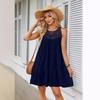 European-American Women's Lace Patchwork Halter A-Line Dress - Spring/Summer 2025 Collection