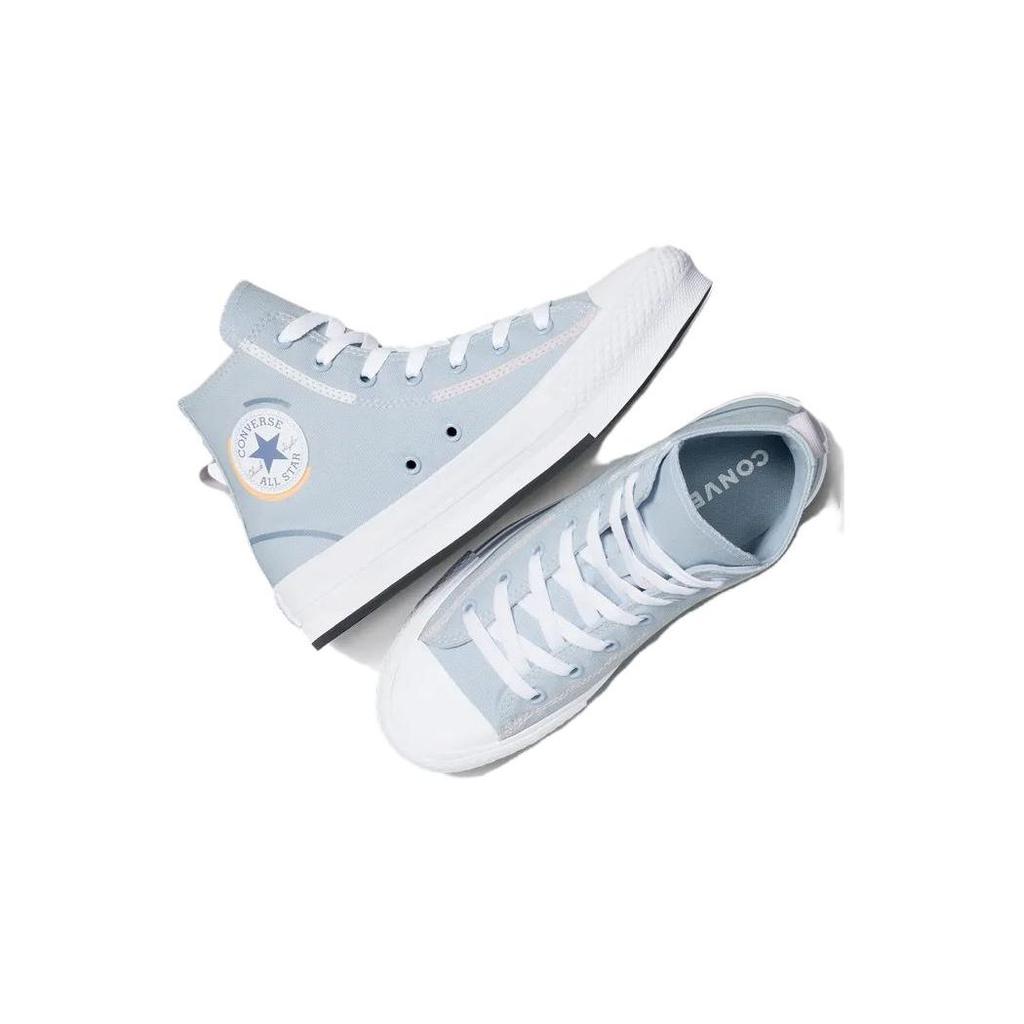 Converse All Star Lift Comfortable Simple Durable Lightweight High Top Canvas Shoes Kids Sneakers Light-Blue A08743C