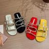 Korean flat-bottomed French cool slippers outer wear 2025 summer new outer wear belt buckle Birken beach one-word slippers