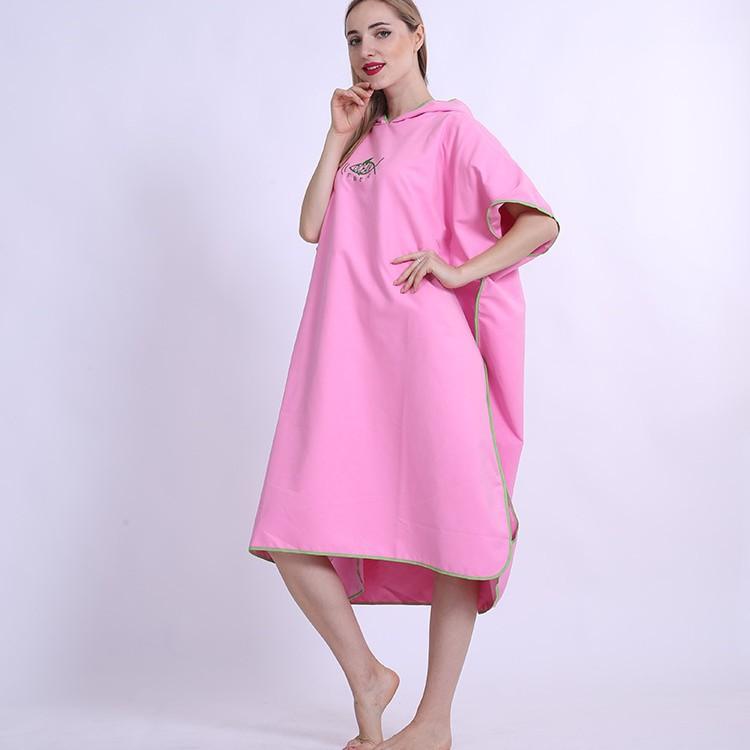 Towel Clothing Microfiber Bathrobe Beach Change Hooded Absorbent Cape Can Be Worn Beach Towel Hooded Cape 110X90CM