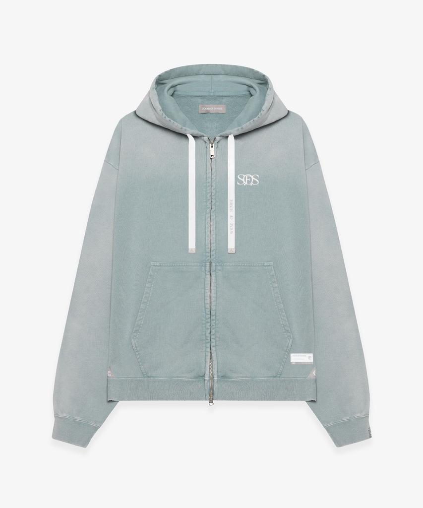 Sound Of Sunrise Sun Faded Like Zip-Up Hoodie Light Green