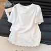 Damen Sweet Besticktes Spitzen-T-Shirt