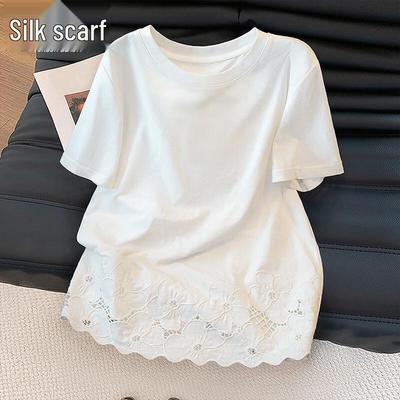 Damen Sweet Besticktes Spitzen-T-Shirt