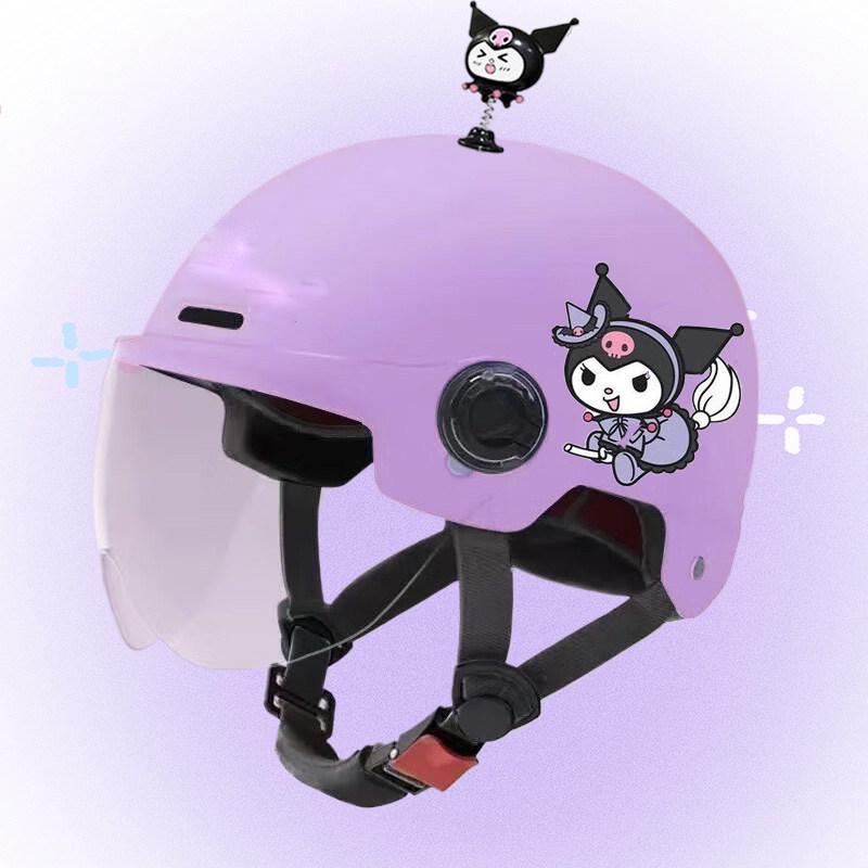 Kuromi Super Cute Electric Vehicle Helmet for All Ages - Sun Protection, Half Helmet for Women, Men, Kids, Four Seasons Use