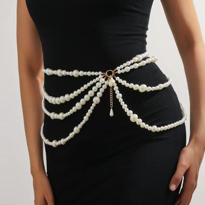 Meier Metal Multi-layer Pearl Waist Chain - Women's High-end Belt - Beaded Body Chain for Skirts