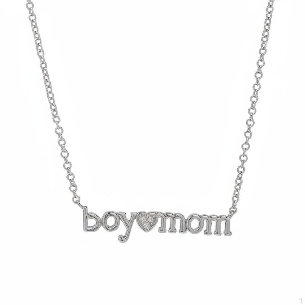 Mama Necklace Family Day Gift Mom Heart Pendant Golden Finish Boy for Moms,