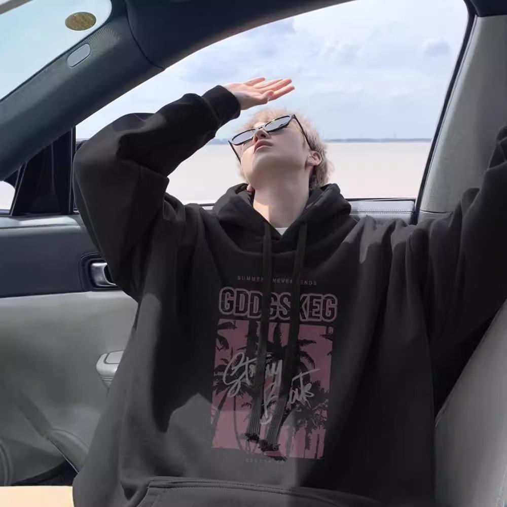 Hooded Sweater Men's Autumn Trend Brand American Retro Trend Printing Loose Long-sleeved Teen Jacket