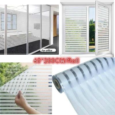 Horizontale Streifen Büro Badezimmer Dekorfolie Elektrostatische klebstofffreie Glasdekorfolie Wandaufkleber