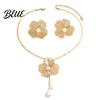 Dress Matching Jewelry 2Pcs/Set Women Necklace Earrings Set Hollow Flower
