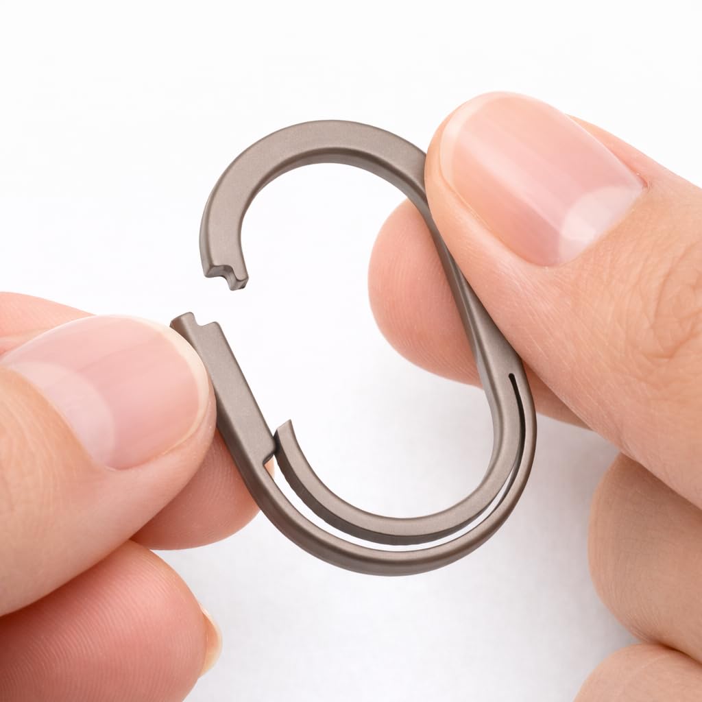 Titanium Small High Set M [TUNUKE] Carabiner, Keyring, Keychain, D-ring, Connectable, Lightweight, Strength, Rustproof, S/M/L, 2-piece/4-piece (Gray