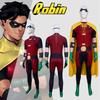 Superhero Jumpsuit Robin With Eye Patch Cloak For Halloween Cosplay Party And