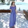 Korean Fashion High-Waisted A-Line Maxi Dress Summer V-Neck Sleeveless Lace-Panel Checkered Elegant Long Dress for Women