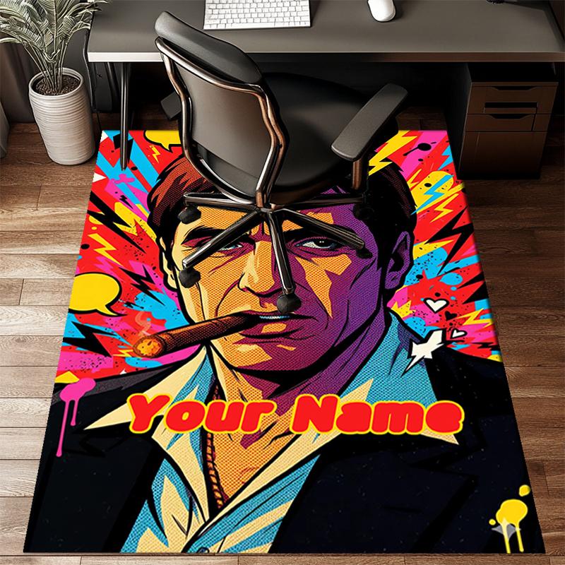 1PC Custom Name Scarface Artwork Theme Floor Mat Ideal for Living Room, Game Rooms, Office, Bedroom Floor Mat Playful Design