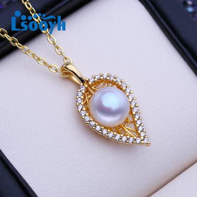 Natural Freshwater Pearl Jewelry CZ Necklaces For Women Bohemian Flower Pendant Wedding Gift