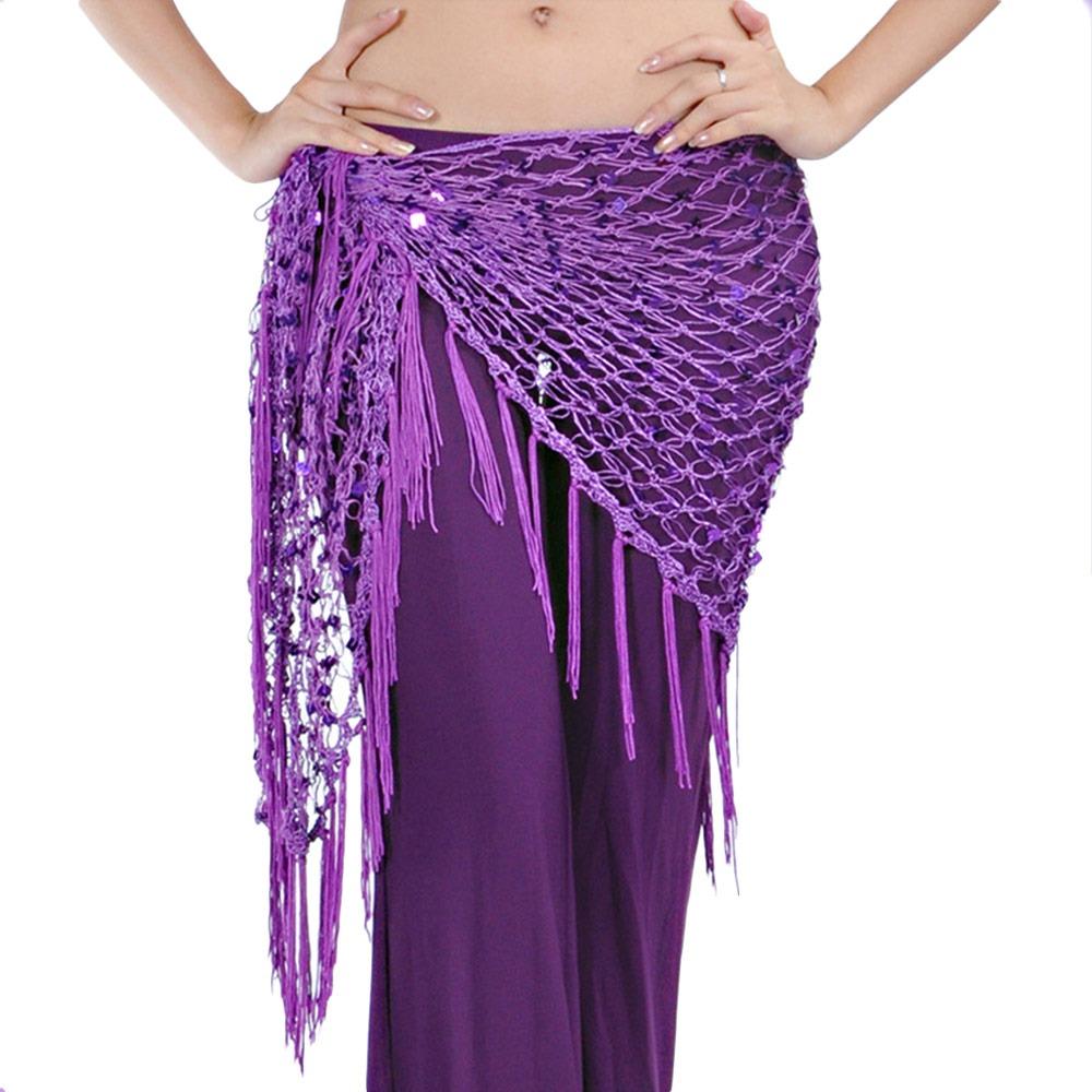 Fashion Tassel Belly Dance Hip Scarf Sequins Bohemian Waist Chain Crochet Dancer Skirt Show Costumes